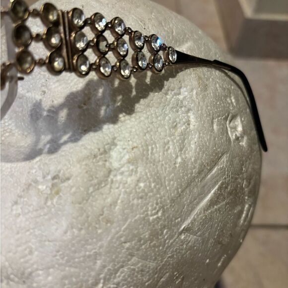 Vintage glasses crystal prescription rhinestone circle wide frame diamond y2k - Picture 3 of 4